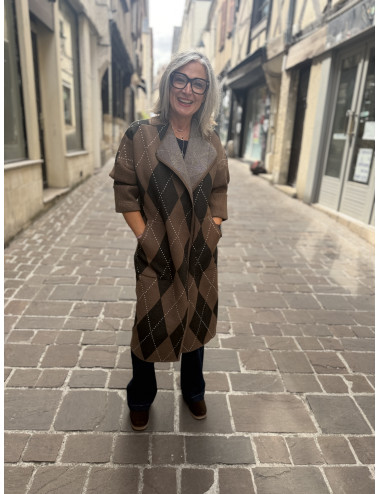 Gilet KOH chocolat losanges Orfeo