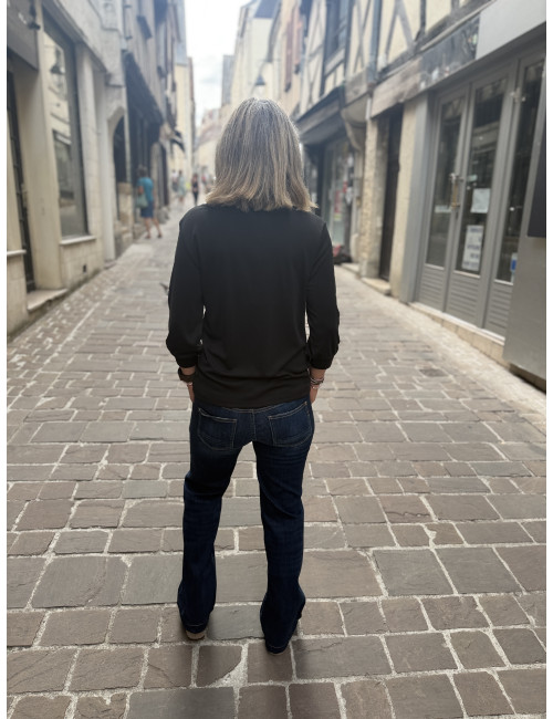 Tee shirt TICKA col V noir Le Temps Des Cerises