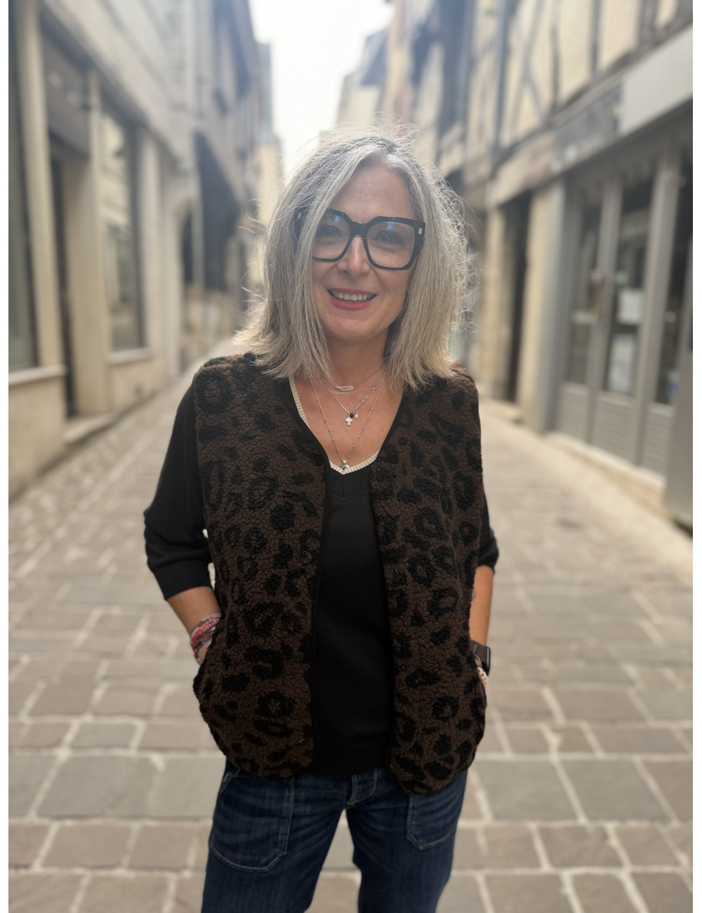 Veste sans manches SANRY bark léopard Le Temps Des Cesrises