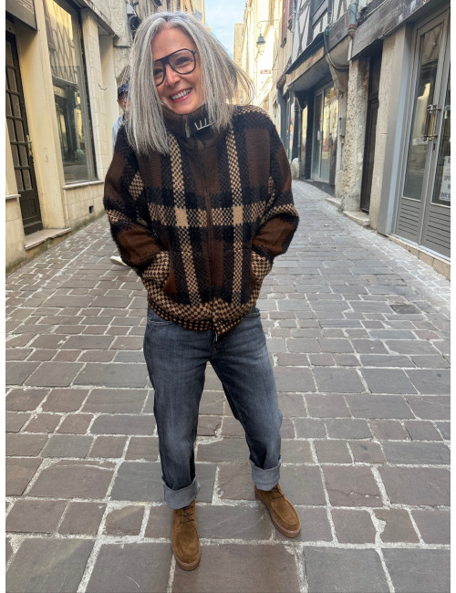 Gilet à carreaux PALOMEE chocolat Orféo