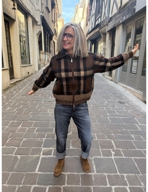Gilet à carreaux PALOMEE chocolat Orféo