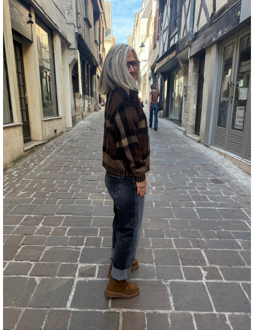 Gilet à carreaux PALOMEE chocolat Orféo