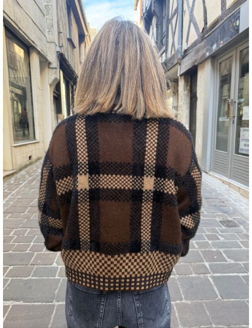 Gilet à carreaux PALOMEE chocolat Orféo