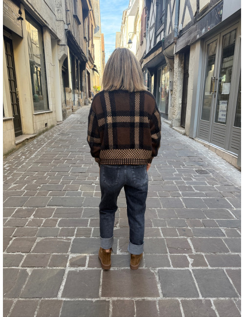 Gilet à carreaux PALOMEE chocolat Orféo