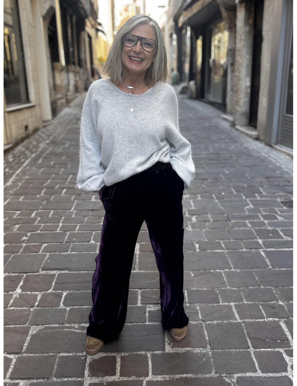 Pantalon LAUREN black purple Karma Koma