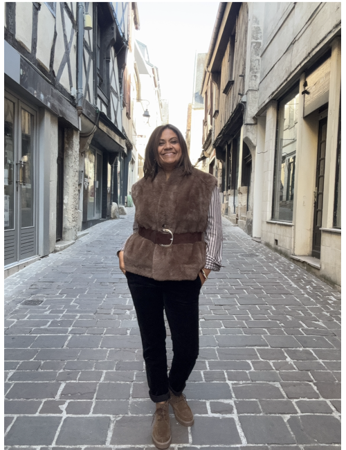 Veste fourrure synthétique LOULIANA choco Orféo