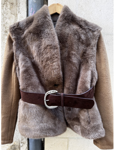 Veste fourrure synthétique LOULIANA choco Orféo