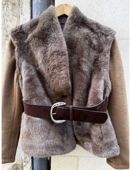 Veste fourrure synthétique LOULIANA choco Orféo