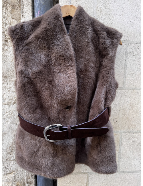 Veste fourrure synthétique LOULIANA choco Orféo