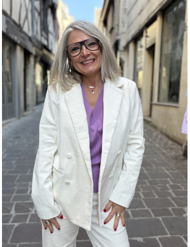 Veste VICHY velours blanc Etymologie