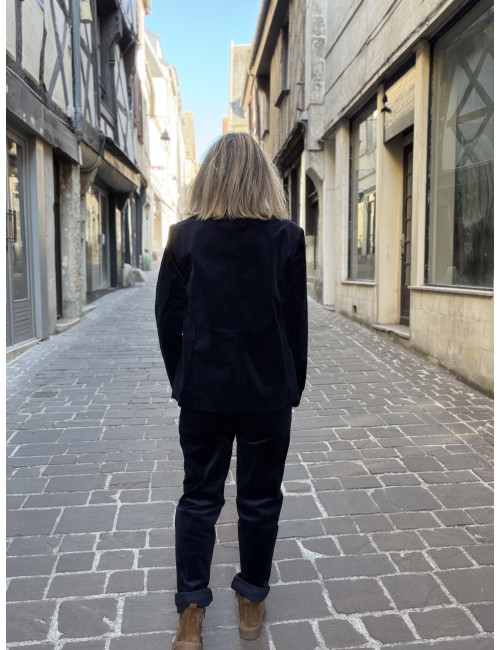 Veste VICHY velours marine Etymologie