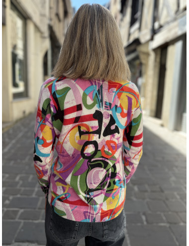 Pull cachemire imprimé grafique Charming Smile