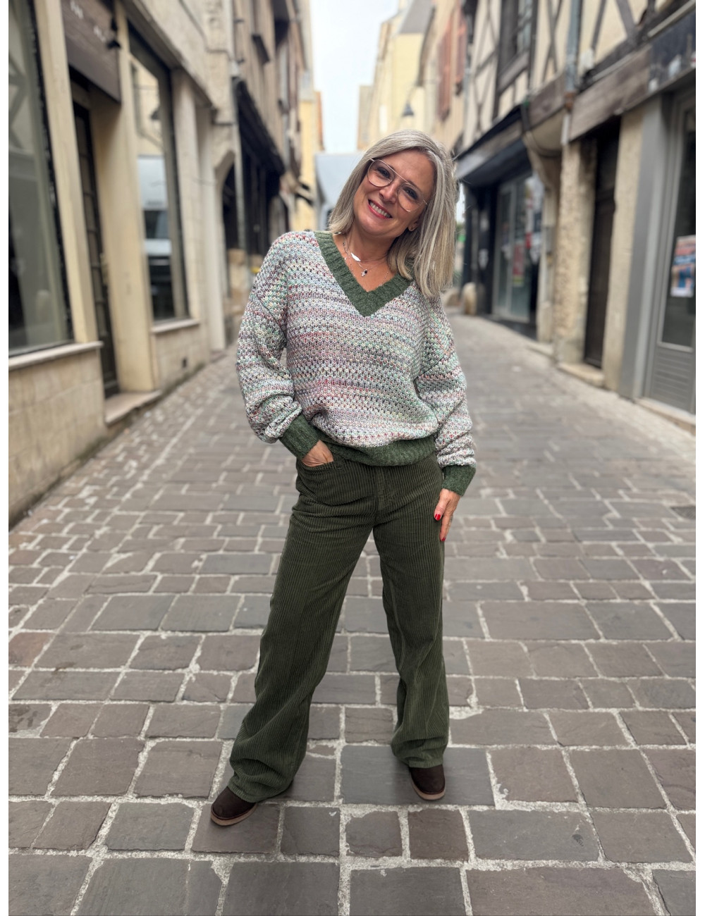 Pantalon velours SWANN army sage Labdip