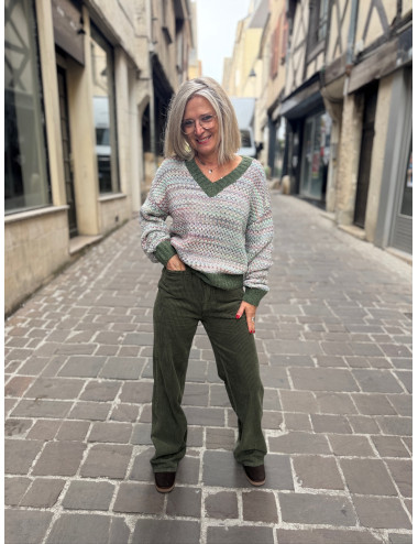 Pantalon velours SWANN army sage Labdip