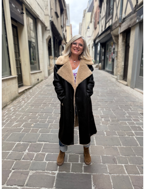 Manteau réversible OXANA noir Le Temps Des Cerises