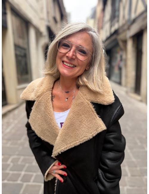 Manteau réversible OXANA noir Le Temps Des Cerises