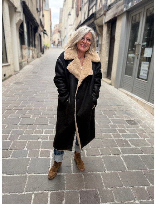 Manteau réversible OXANA noir Le Temps Des Cerises
