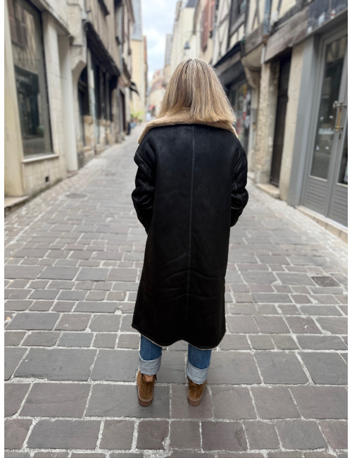 Manteau réversible OXANA noir Le Temps Des Cerises