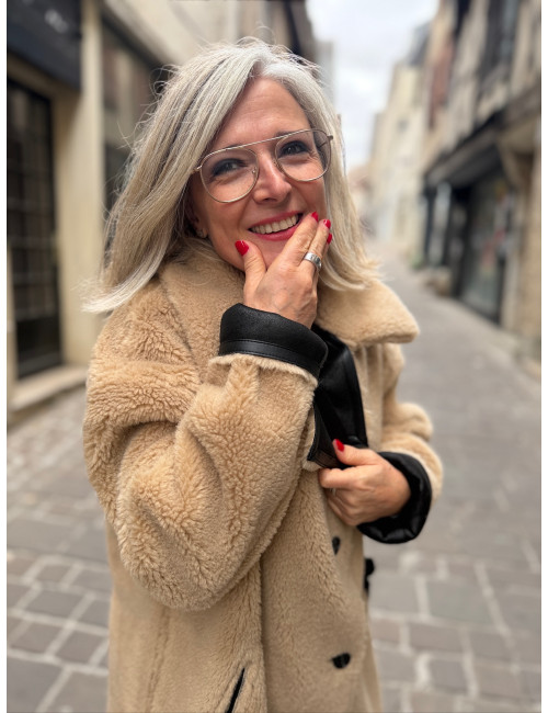 Manteau réversible OXANA noir Le Temps Des Cerises