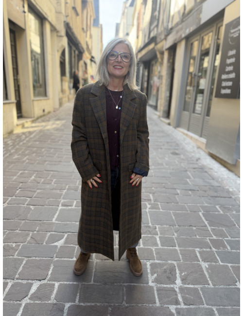 Manteau long à carreaux ATLANTIC écureuil Hod