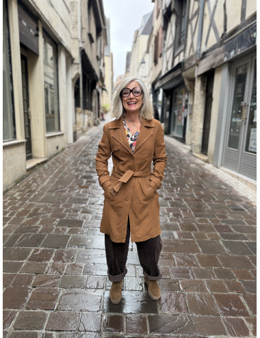 Trench cuir LILITY  cognac Mauritius