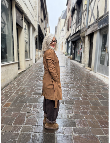 Trench cuir LILITY  cognac Mauritius
