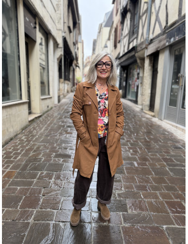 Trench cuir LILITY  cognac Mauritius